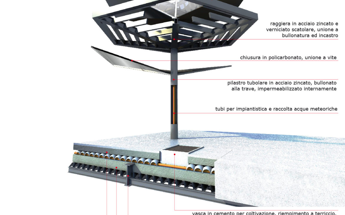 Miglior dettaglio del modulo strutturale del polo multifunzionale di Corinto in Grecia